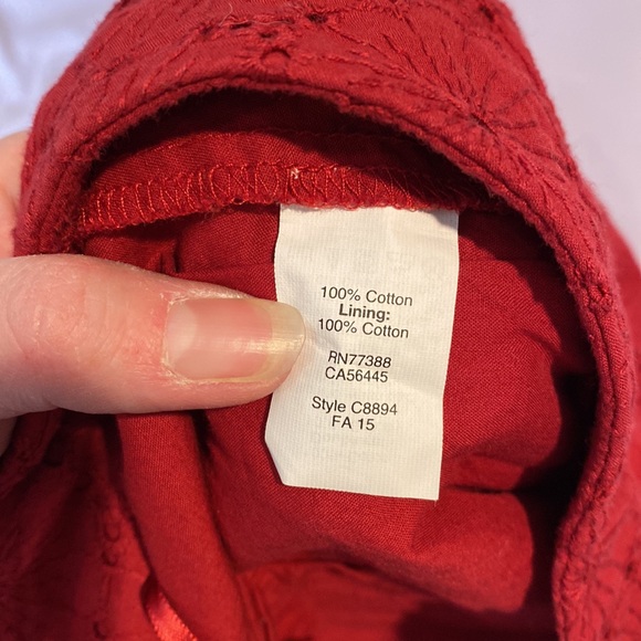 J. Crew Factory Red Pencil Skirt With Lace Overlay - Picture 7 of 8